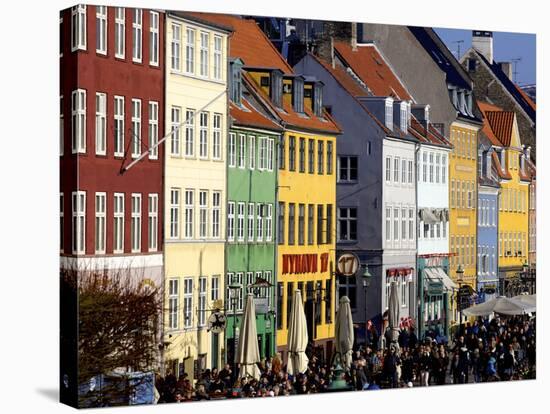 Nyhavn (New Harbour), Busy Restaurant and Bar Area, Copenhagen, Denmark, Scandinavia, Europe-Simon Montgomery-Stretched Canvas