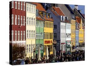 Nyhavn (New Harbour), Busy Restaurant and Bar Area, Copenhagen, Denmark, Scandinavia, Europe-Simon Montgomery-Stretched Canvas