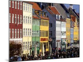 Nyhavn (New Harbour), Busy Restaurant and Bar Area, Copenhagen, Denmark, Scandinavia, Europe-Simon Montgomery-Mounted Photographic Print