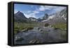 Nylon Peak and Pronghorn Peak near outlet of Lee Lake, Bridger Wilderness. Wind River Range, WY-Alan Majchrowicz-Framed Stretched Canvas