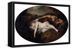 Nymph and Satyr, C1715-Jean-Antoine Watteau-Framed Stretched Canvas