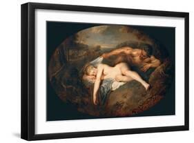 Nymph and Satyr (Jupiter and Antiop)-Jean Antoine Watteau-Framed Giclee Print