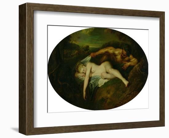 Nymph and Satyr, or Jupiter and Antiope, 1715-Jean Antoine Watteau-Framed Giclee Print