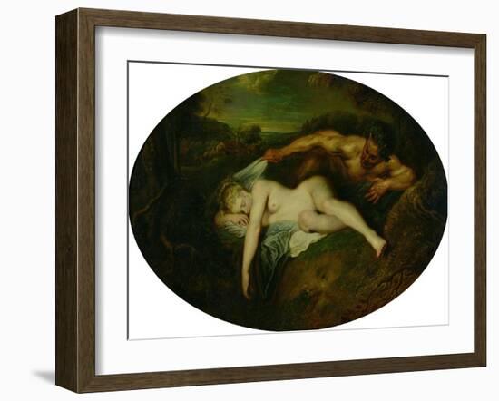 Nymph and Satyr, or Jupiter and Antiope, 1715-Jean Antoine Watteau-Framed Giclee Print