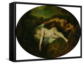 Nymph and Satyr, or Jupiter and Antiope, 1715-Jean Antoine Watteau-Framed Stretched Canvas