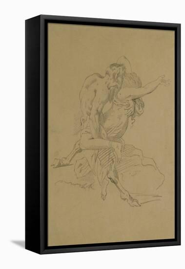 Nymph and Satyr (Pencil on Paper)-Theodore Gericault-Framed Stretched Canvas