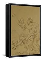Nymph and Satyr (Pencil on Paper)-Theodore Gericault-Framed Stretched Canvas