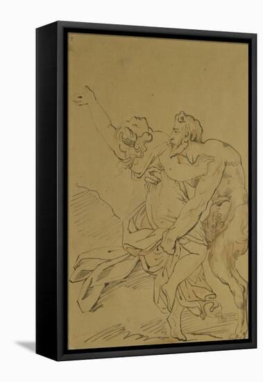 Nymph and Satyr (Pencil on Paper)-Theodore Gericault-Framed Stretched Canvas