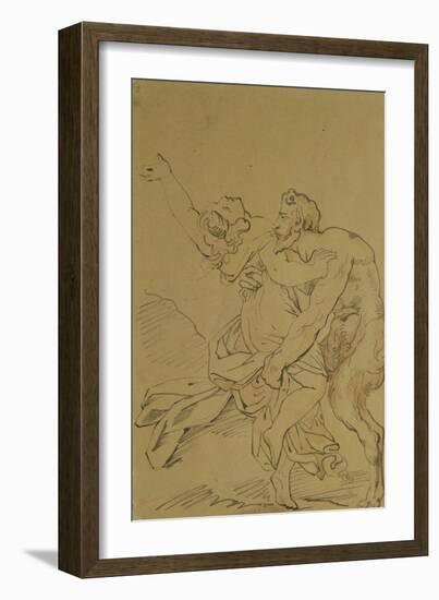 Nymph and Satyr (Pencil on Paper)-Theodore Gericault-Framed Giclee Print