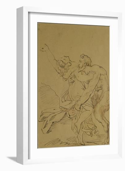 Nymph and Satyr (Pencil on Paper)-Theodore Gericault-Framed Giclee Print