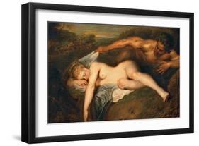 Nymph and Satyr-Jean Antoine Watteau-Framed Giclee Print