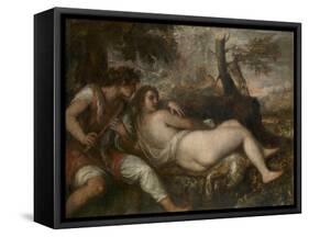 Nymph and Shepherd, 1570-1575-Titian (Tiziano Vecelli)-Framed Stretched Canvas