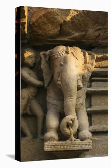 Nymph and the Elephant, Khajuraho, Madhya Pradesh, India-Jagdeep Rajput-Stretched Canvas