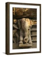 Nymph and the Elephant, Khajuraho, Madhya Pradesh, India-Jagdeep Rajput-Framed Photographic Print