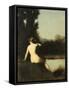 Nymph Sitting on the Edge of Water, Called the Source-Jean Jacques Henner-Framed Stretched Canvas
