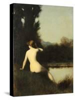 Nymph Sitting on the Edge of Water, Called the Source-Jean Jacques Henner-Stretched Canvas