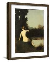 Nymph Sitting on the Edge of Water, Called the Source-Jean Jacques Henner-Framed Giclee Print