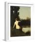 Nymph Sitting on the Edge of Water, Called the Source-Jean Jacques Henner-Framed Giclee Print