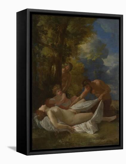 Nymph with Satyrs, Ca 1627-Nicolas Poussin-Framed Stretched Canvas