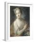 Nymphe de suite d'Apollon, tenant une couronne de lauriers (copie d'un pastel de Rosalba Carriera)-Maurice Quentin de La Tour-Framed Giclee Print