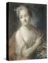 Nymphe de suite d'Apollon, tenant une couronne de lauriers (copie d'un pastel de Rosalba Carriera)-Maurice Quentin de La Tour-Stretched Canvas