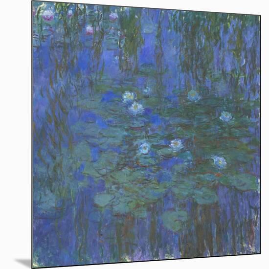 Nymphéas bleus-Claude Monet-Mounted Giclee Print