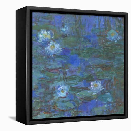 Nymphéas bleus-Claude Monet-Framed Stretched Canvas