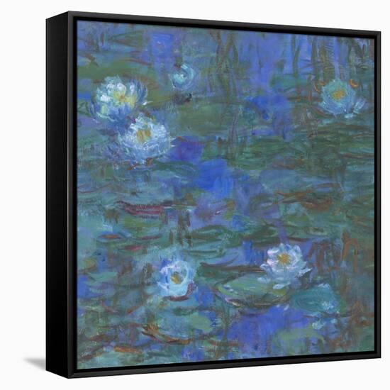 Nymphéas bleus-Claude Monet-Framed Stretched Canvas