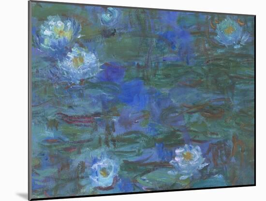 Nymphéas bleus-Claude Monet-Mounted Giclee Print