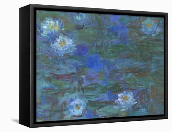 Nymphéas bleus-Claude Monet-Framed Stretched Canvas