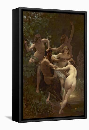 Nymphs and Satyr, 1873 (Oil on Canvas)-William-Adolphe Bouguereau-Framed Stretched Canvas