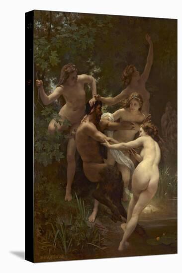 Nymphs and Satyr, 1873 (Oil on Canvas)-William-Adolphe Bouguereau-Stretched Canvas