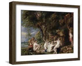 Nymphs and Satyrs, C. 1615-Peter Paul Rubens-Framed Giclee Print