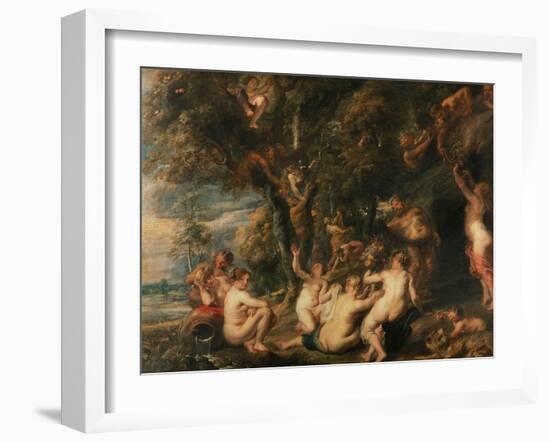 Nymphs and Satyrs-Peter Paul Rubens-Framed Giclee Print