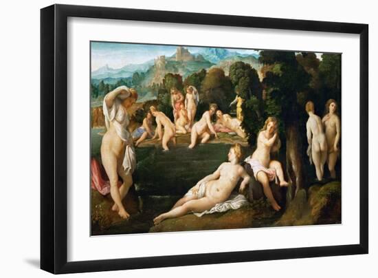 Nymphs Bathing, Ca 1528-Jacopo Palma Il Vecchio the Elder-Framed Giclee Print