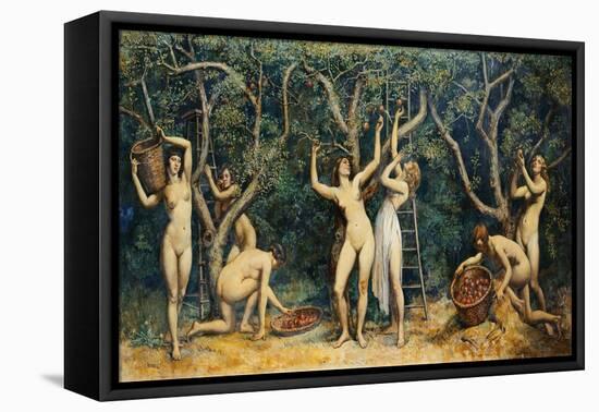 Nymphs Collecting Apples, (Oil on Canvas)-Randolph Schwabe-Framed Stretched Canvas