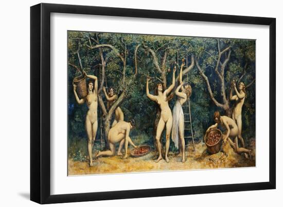 Nymphs Collecting Apples, (Oil on Canvas)-Randolph Schwabe-Framed Giclee Print