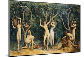 Nymphs Collecting Apples, (Oil on Canvas)-Randolph Schwabe-Mounted Giclee Print