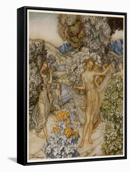 Nymphs (Tempest)-Arthur Rackham-Framed Stretched Canvas