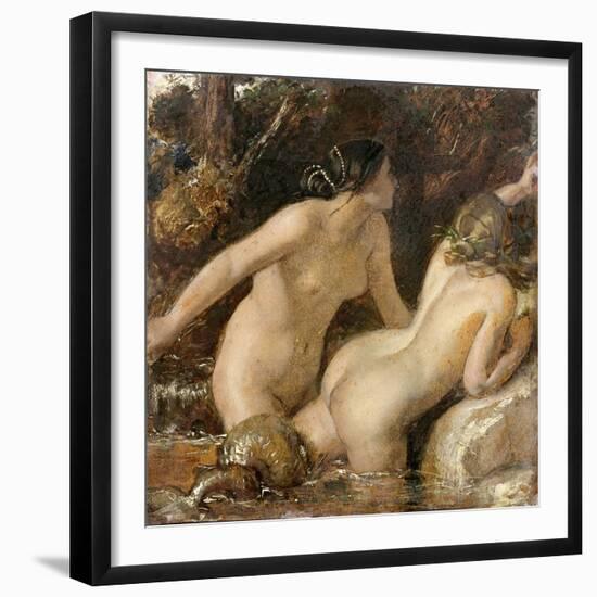 Nymphs with a Sea Monster (Oil on Paper)-William Etty-Framed Giclee Print