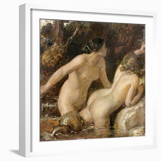 Nymphs with a Sea Monster (Oil on Paper)-William Etty-Framed Giclee Print