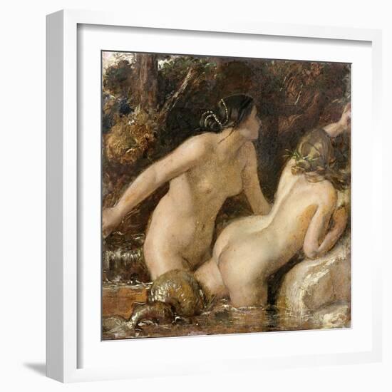 Nymphs with a Sea Monster (Oil on Paper)-William Etty-Framed Giclee Print