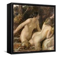 Nymphs with a Sea Monster (Oil on Paper)-William Etty-Framed Stretched Canvas