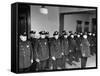 NYPD Officers Lining Up for Roll Call at the 25th Precinct-Carl Mydans-Framed Stretched Canvas