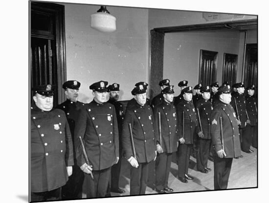 NYPD Officers Lining Up for Roll Call at the 25th Precinct-Carl Mydans-Mounted Premium Photographic Print