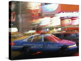 Nypd Police Car Speeding Through Times Square, New York City, New York, USA-null-Stretched Canvas