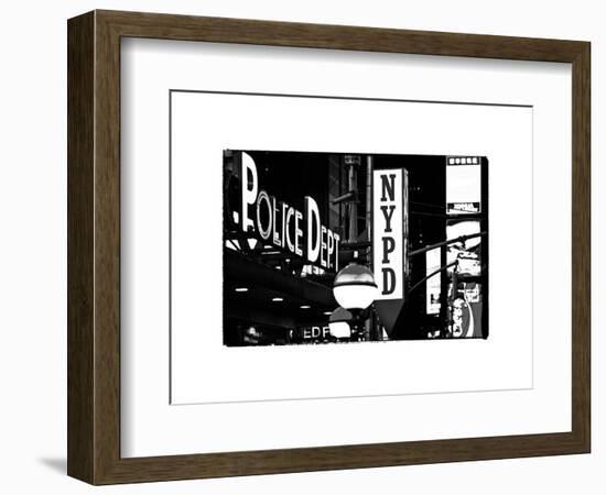 Nypd Police Dept, Times Square, Manhattan, NYCa with White Frame, Full Size Photography Vintage-Philippe Hugonnard-Framed Art Print