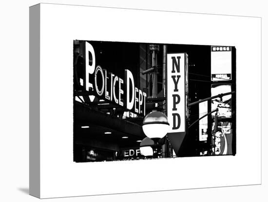 Nypd Police Dept, Times Square, Manhattan, NYCa with White Frame, Full Size Photography Vintage-Philippe Hugonnard-Stretched Canvas