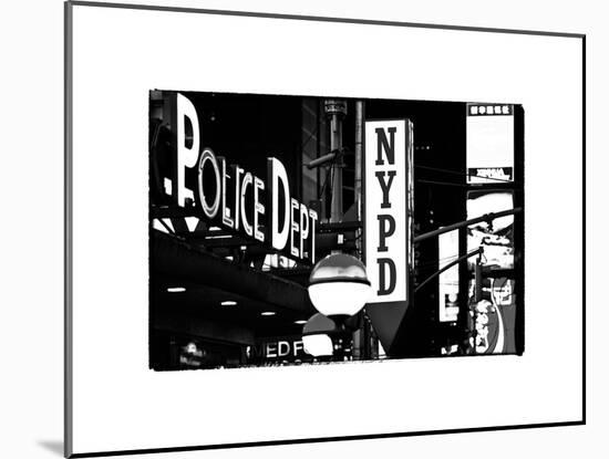 Nypd Police Dept, Times Square, Manhattan, NYCa with White Frame, Full Size Photography Vintage-Philippe Hugonnard-Mounted Art Print