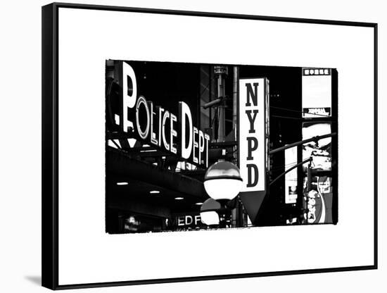 Nypd Police Dept, Times Square, Manhattan, NYCa with White Frame, Full Size Photography Vintage-Philippe Hugonnard-Framed Stretched Canvas